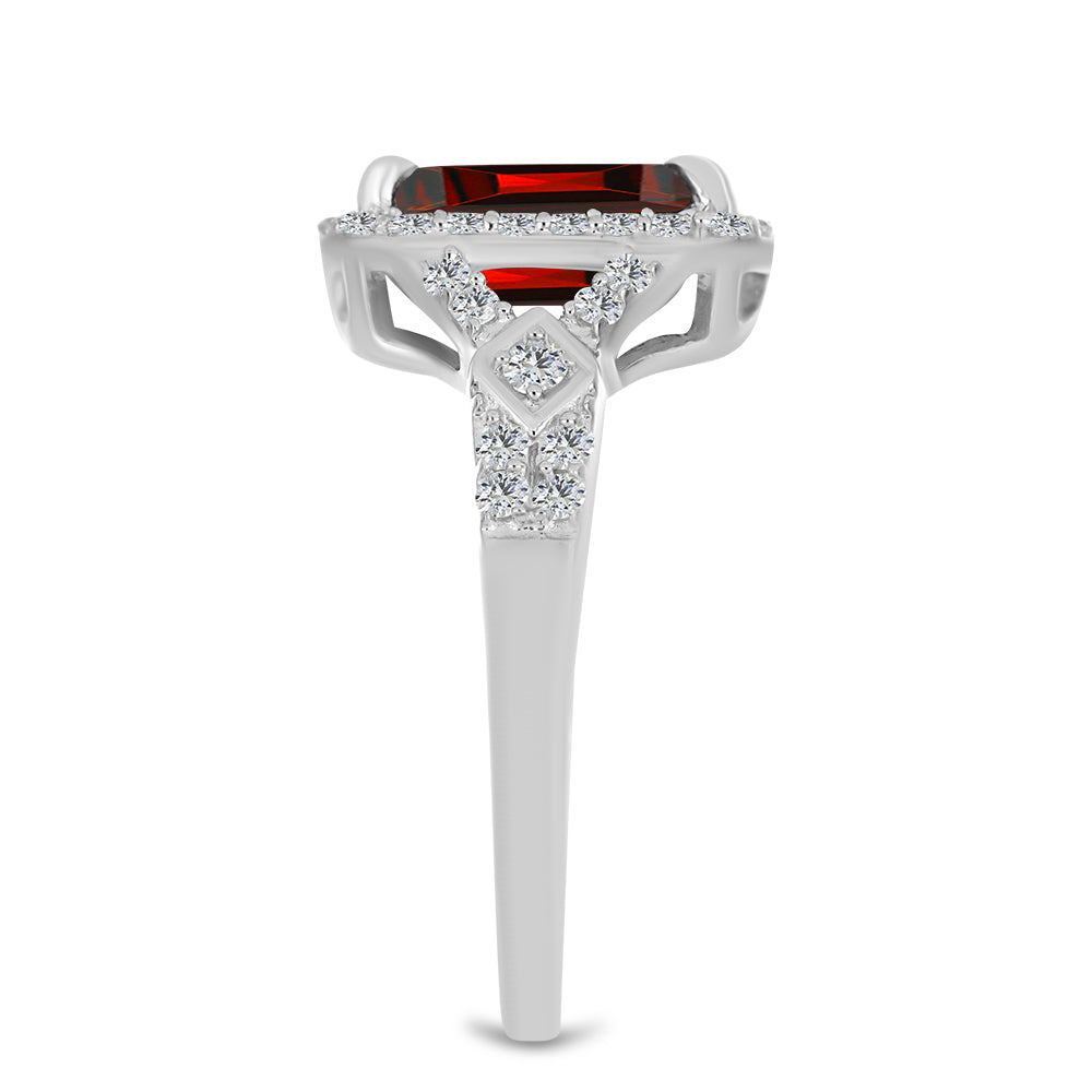 Strieborný Prsteň s Bartonským Granátom a Bielym Topásom