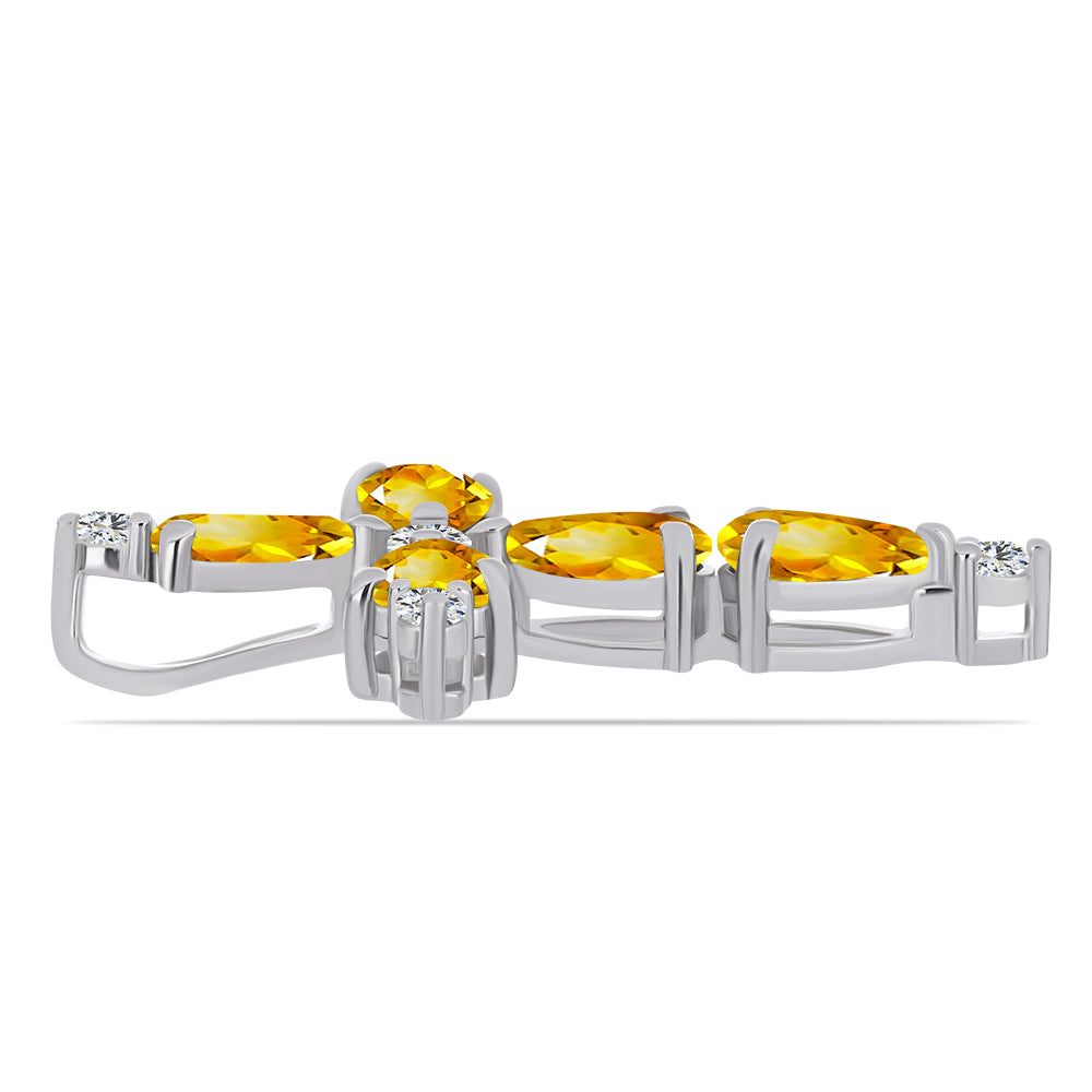 Kríž Strieborný Prívesok s Uralským Citrínom a Bielym Topásom