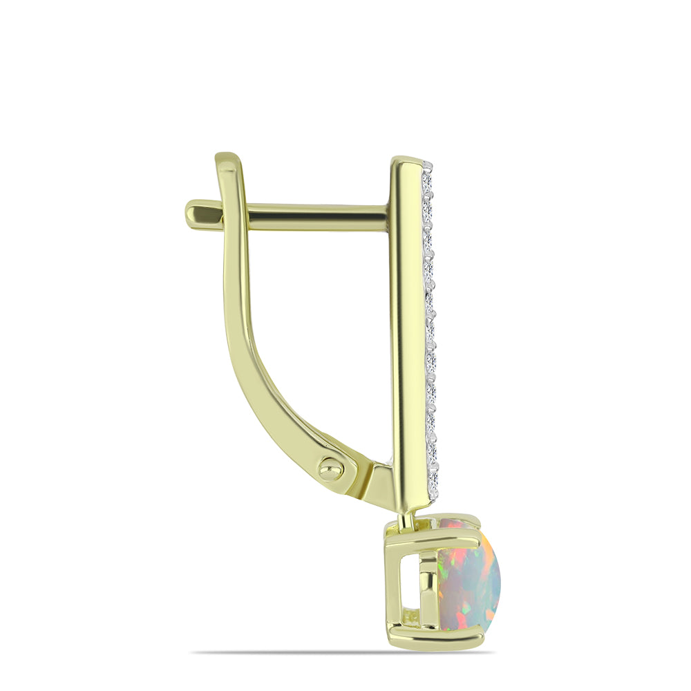 Pozlátené Strieborné Náušnice s Etiópskym Opálom z Lega Dembi a Bielym Topásom