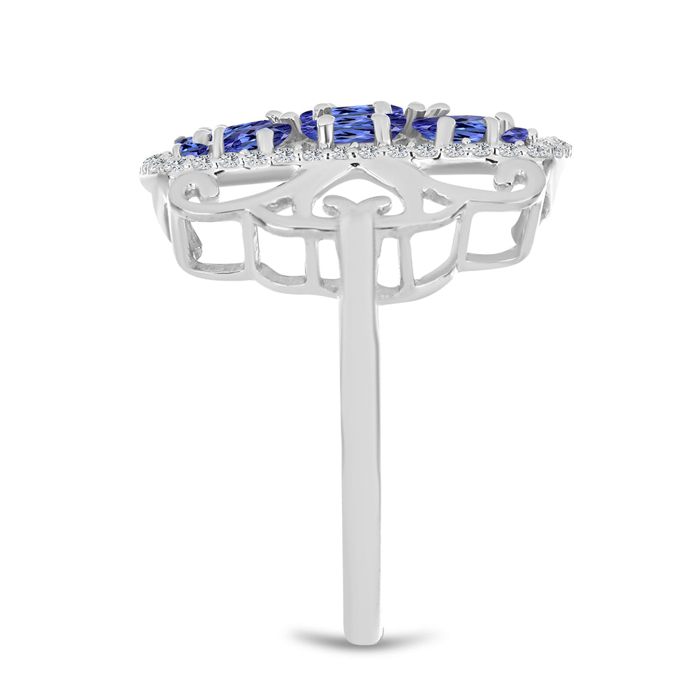 Strieborný Prsteň s Tanzanitom a Bielym Topásom