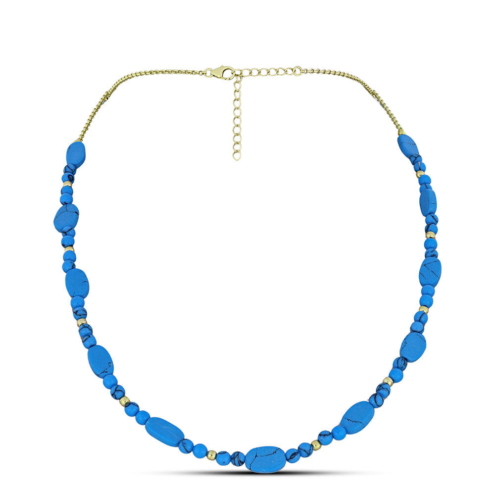 Pozlátený Strieborný Náhrdelník s so Sleeping Beauty Tyrkysom