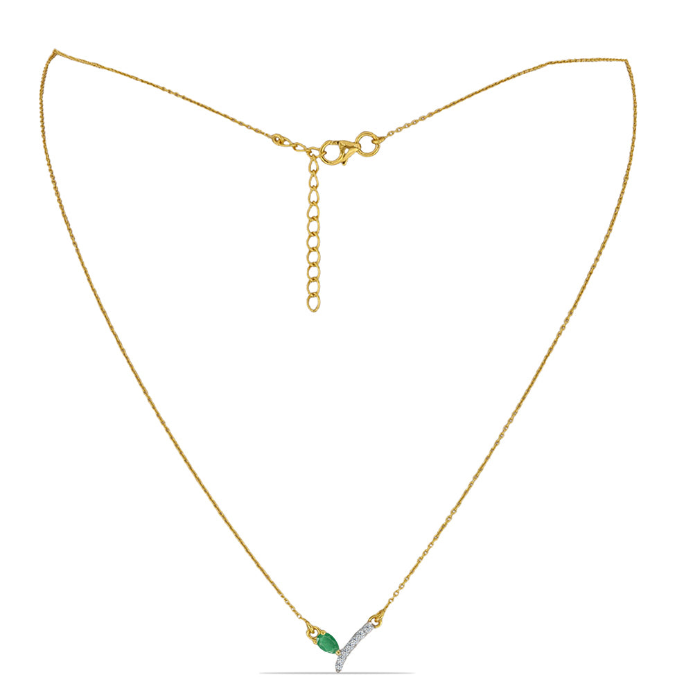 Pozlátený Strieborný Náhrdelník s Brazílskym Smaragdom a Bielym Zirkónom