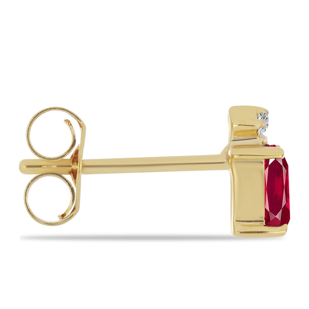Pozlátené Strieborné Náušnice s Madagaskarským Rubínom a Bielym Zirkónom