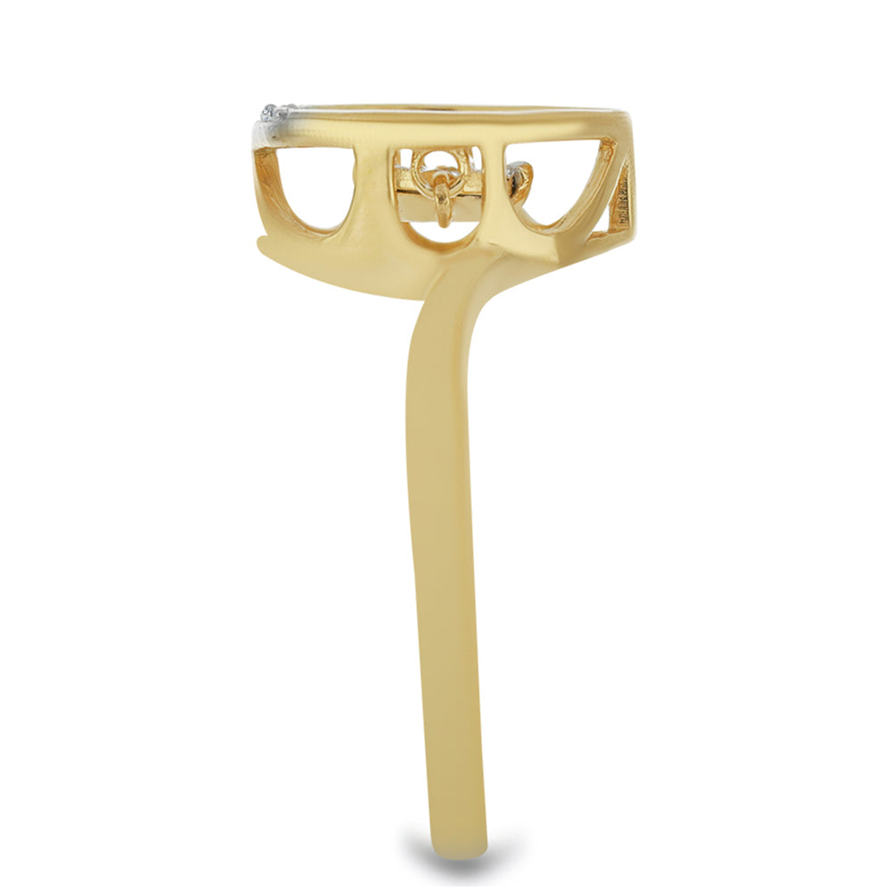 Pozlátený Strieborný Prsteň s Bielym Diamantom a Bielym Zirkónom