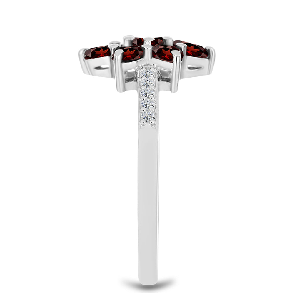 Strieborný Prsteň s Bartonským Granátom a Bielym Topásom