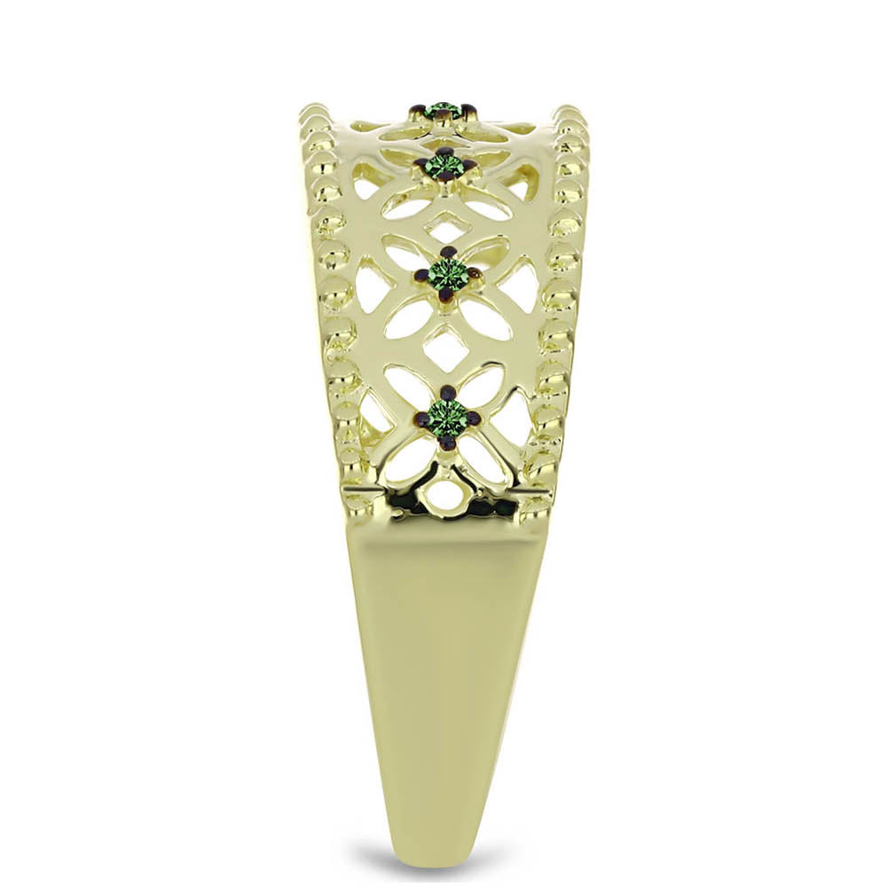 Pozlátený Strieborný Prsteň s so Zeleným Diamantom