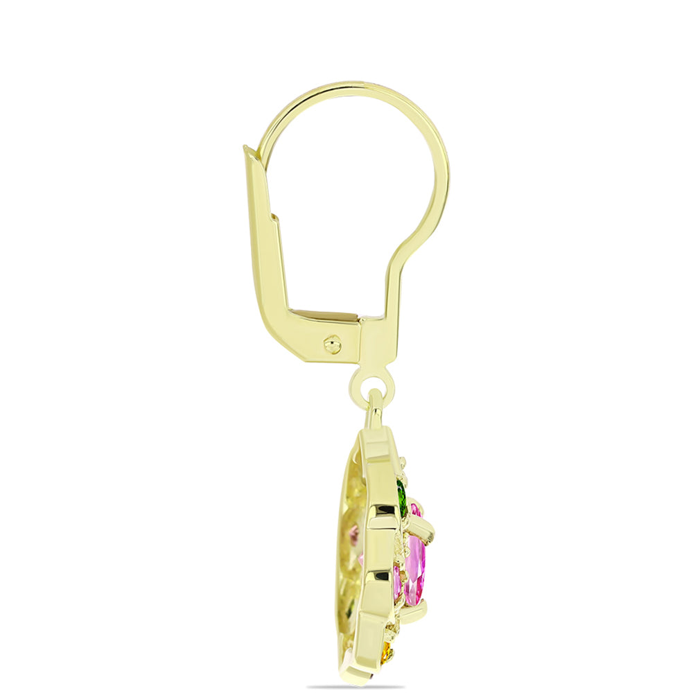 Pozlátené Strieborné Náušnice s Chakra Turmalínom a Bielym Topásom