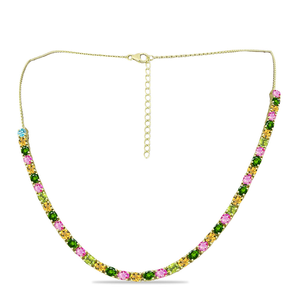 Pozlátený Strieborný Náhrdelník s Chakra Turmalínom