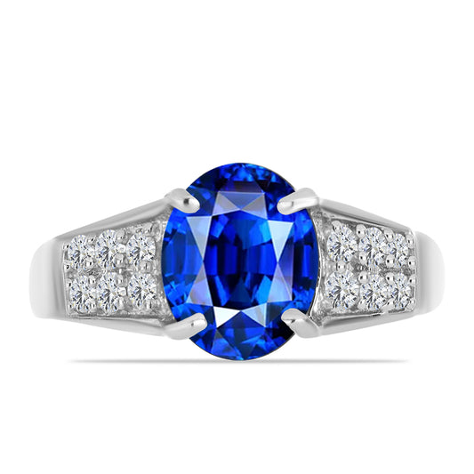 Strieborný Prsteň s Austrálskym Modrým Zafírom a Bielym Topásom