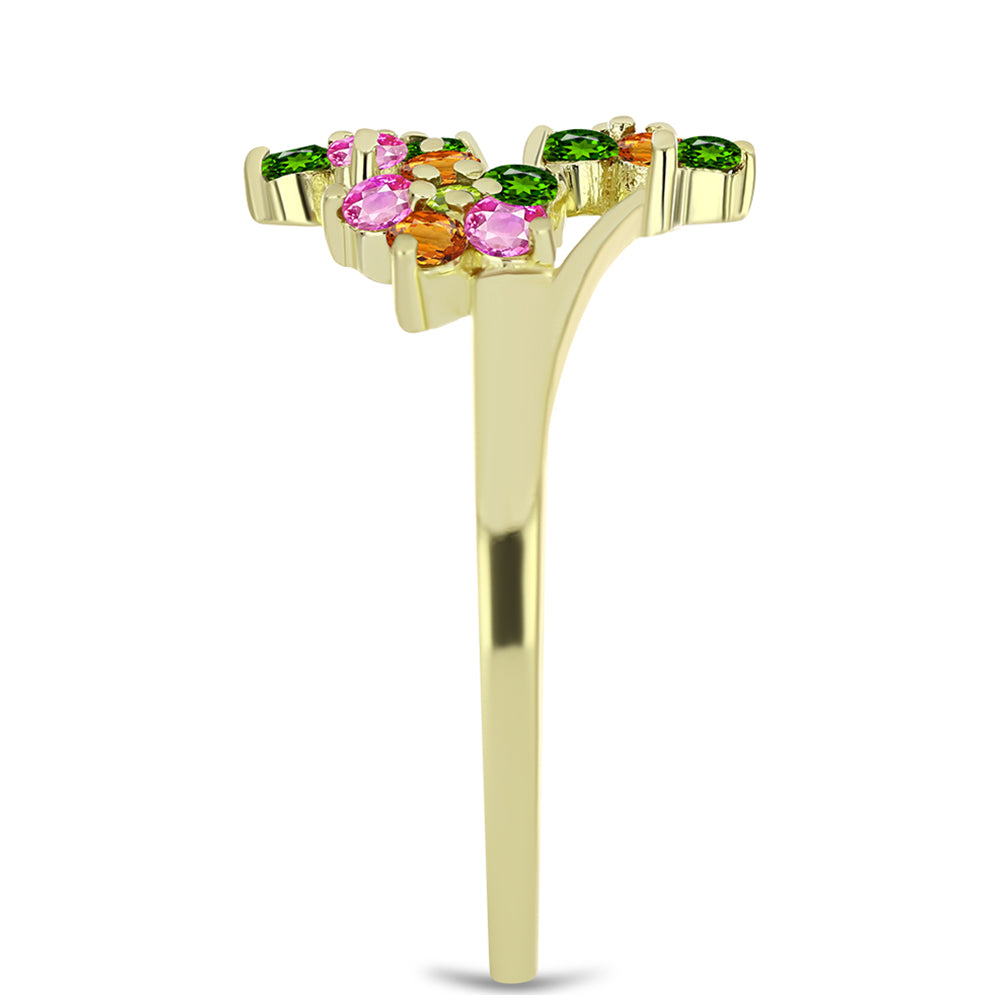 Pozlátený Strieborný Prsteň s Chakra Turmalínom