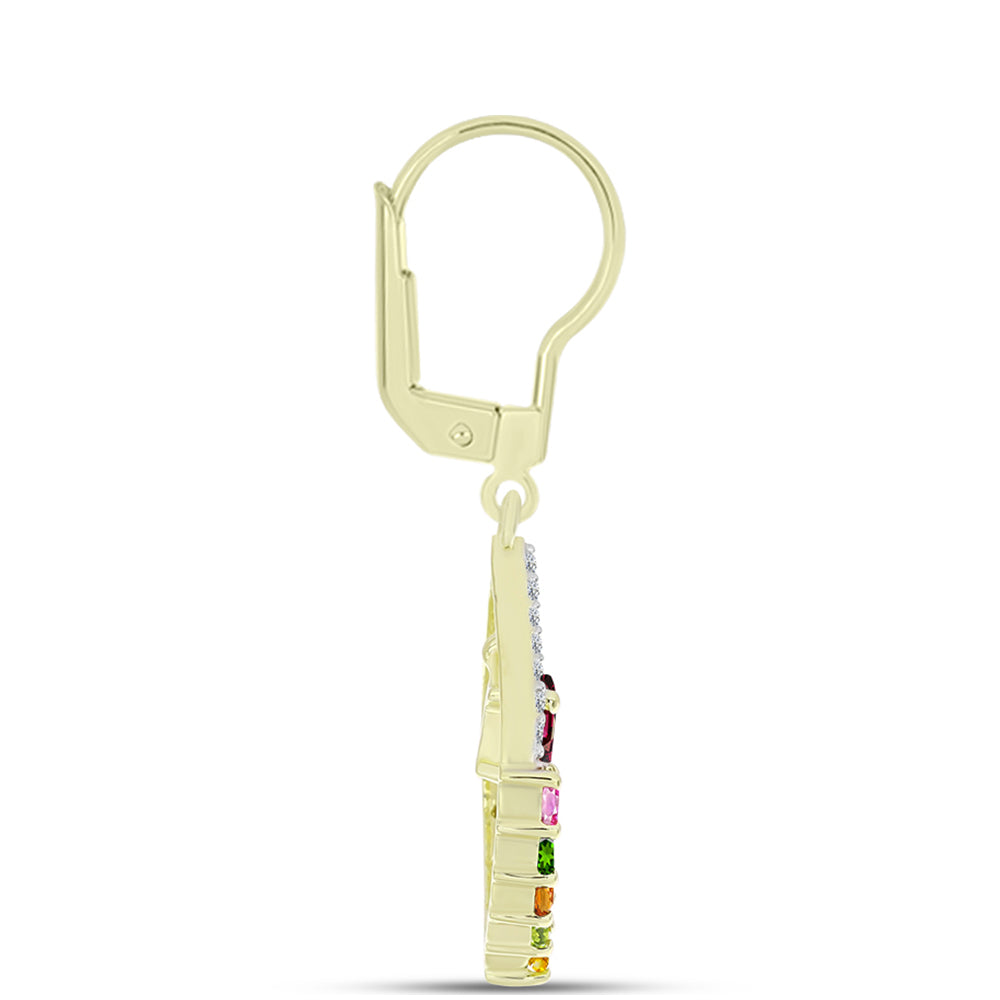 Pozlátené Strieborné Náušnice s Chakra Turmalínom a Bielym Topásom