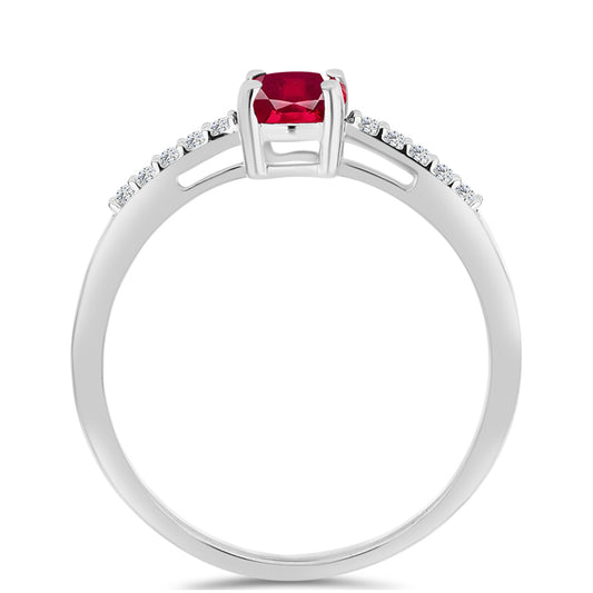 Strieborný Prsteň s Madagaskarským Rubínom a Bielym Topásom