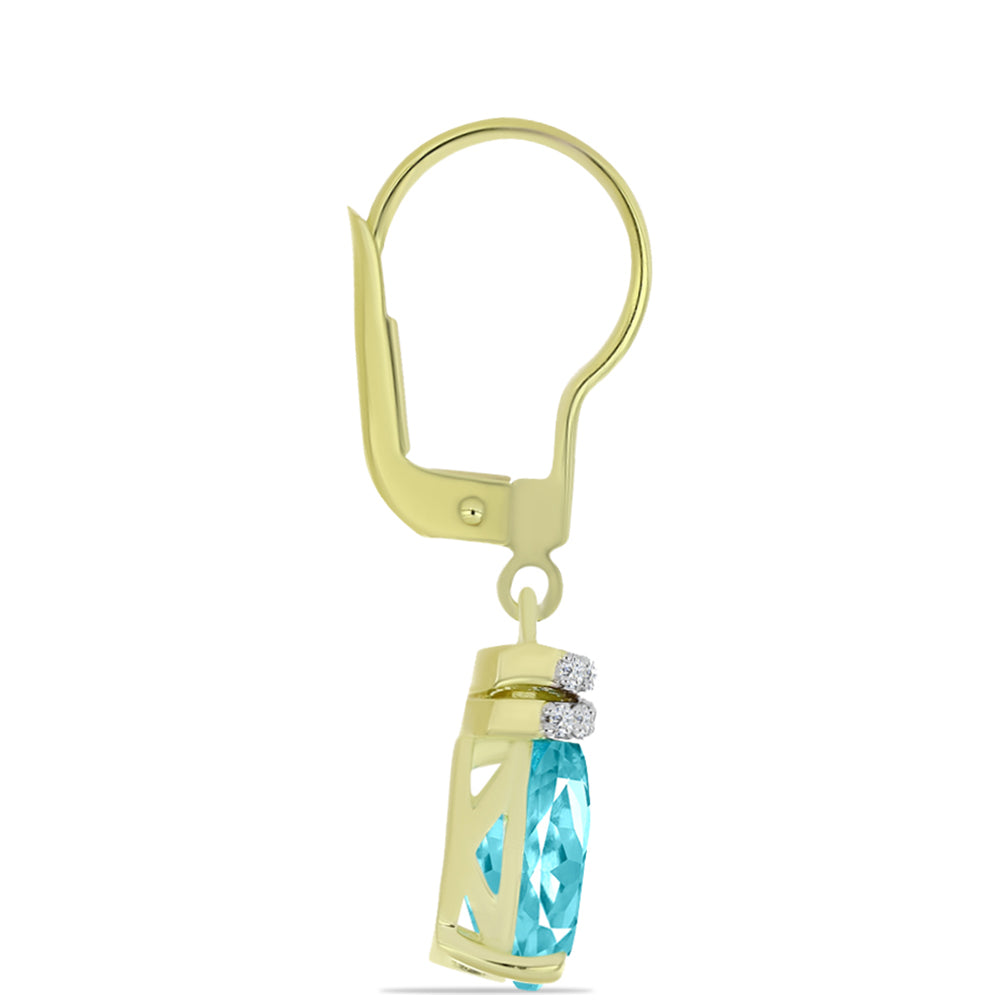 Pozlátené Strieborné Náušnice s Paraiba Kremeňom a Bielym Topásom