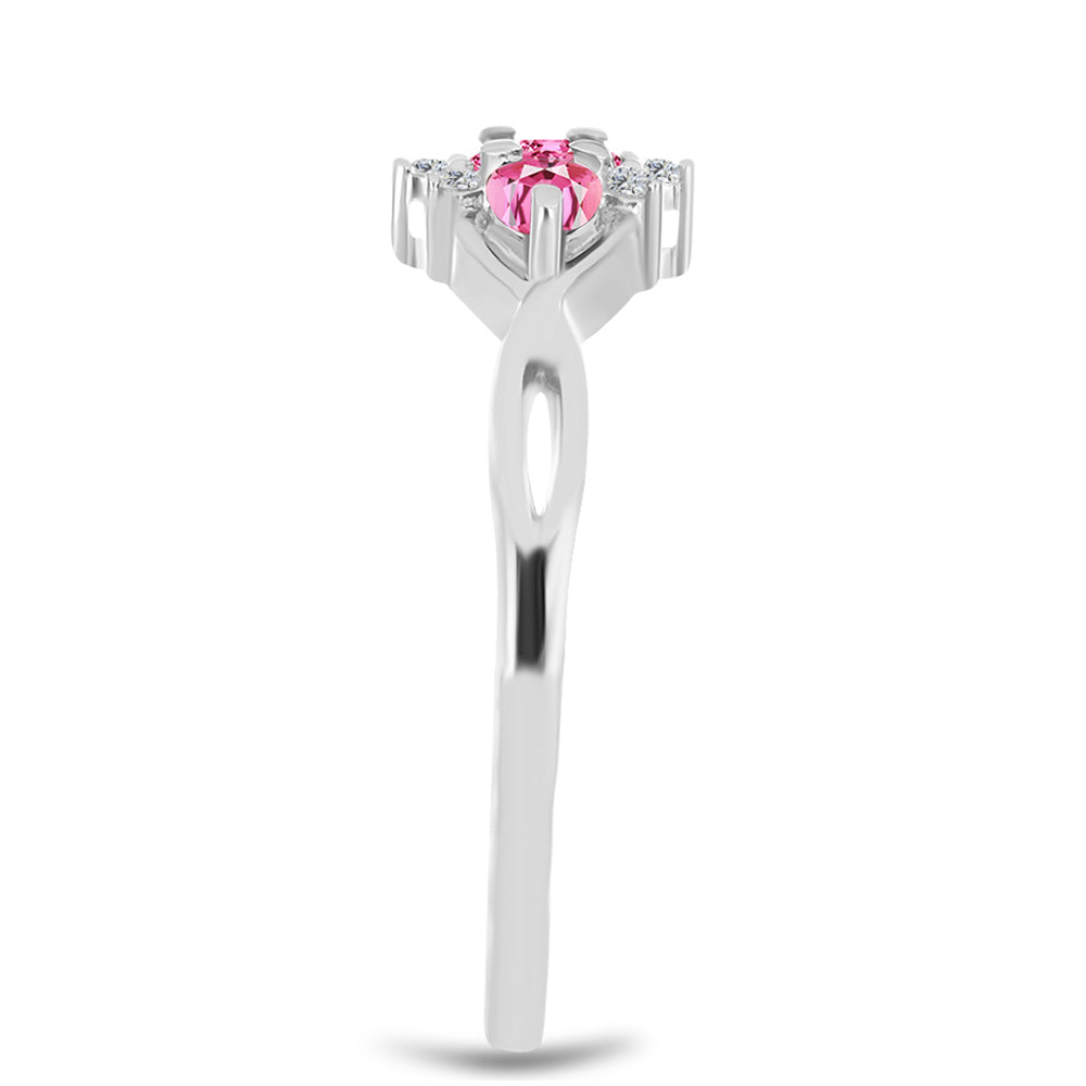 Strieborný Prsteň s Ružovým Turmalínom z Pelmadulla a Bielym Topásom