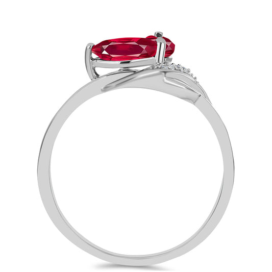 Strieborný Prsteň s Madagaskarským Rubínom a Bielym Topásom