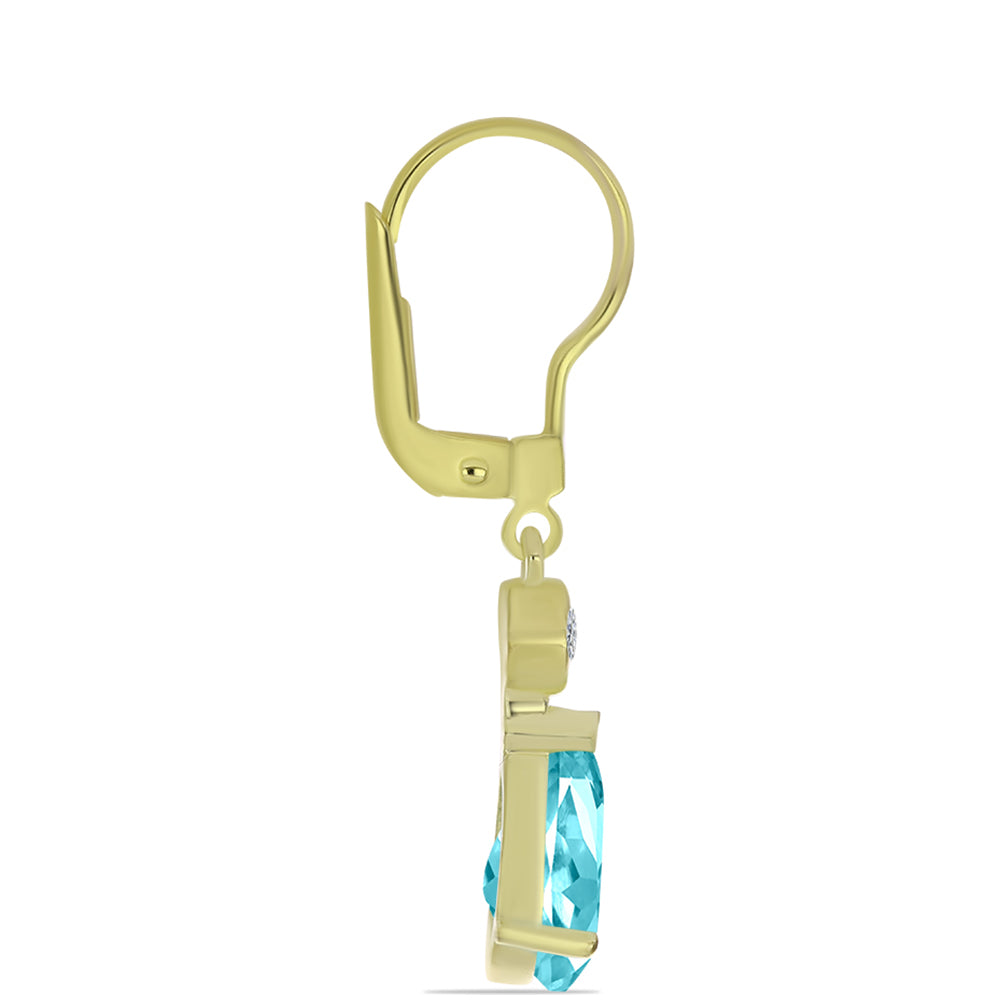 Pozlátené Strieborné Náušnice s Paraiba Kremeňom a Bielym Topásom