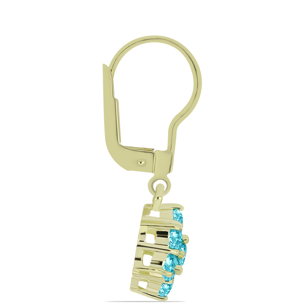 Pozlátené Strieborné Náušnice s Paraiba Kremeňom