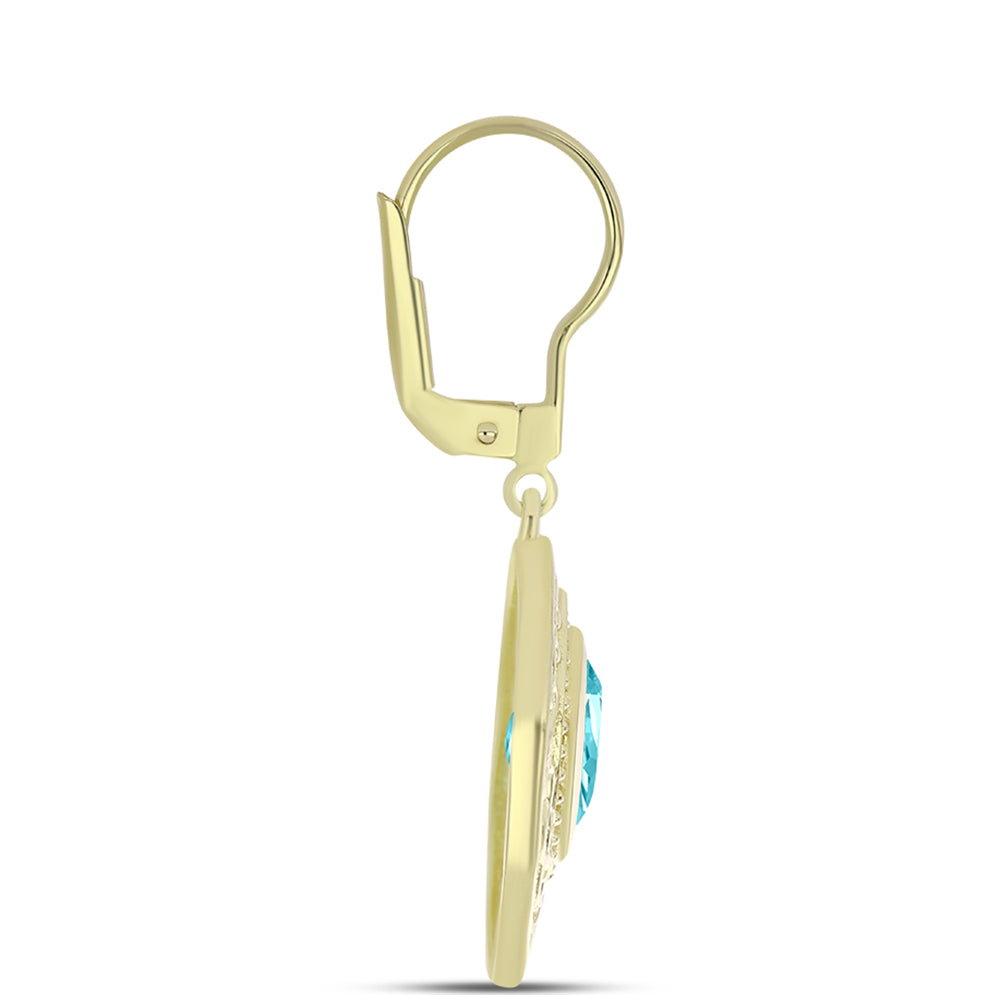 Pozlátené Strieborné Náušnice s Paraiba Kremeňom