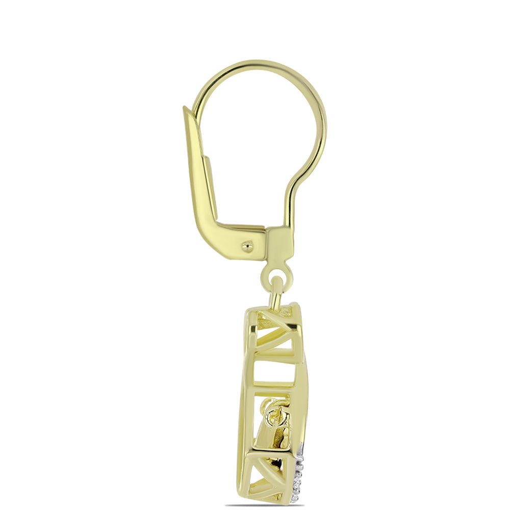 Pozlátené Strieborné Náušnice s Modrým tancujúcim diamantom a Bielym Topásom