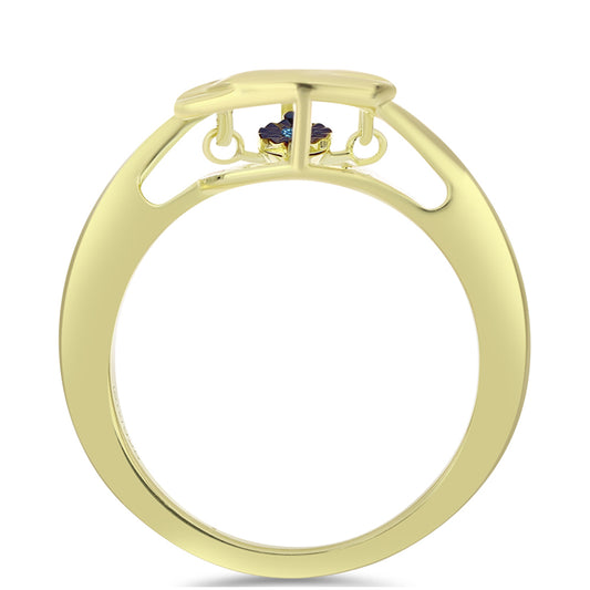 Pozlátený Strieborný Prsteň s Modrým tancujúcim diamantom