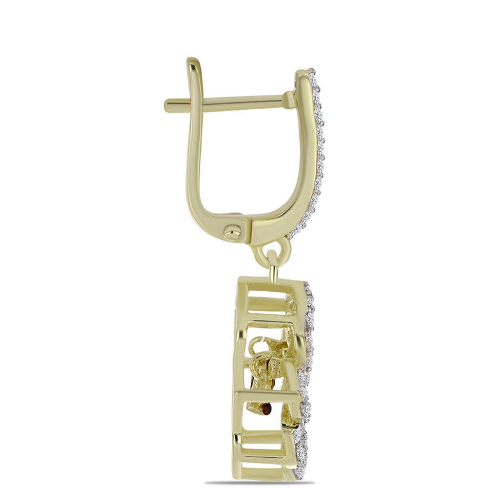 Pozlátené Strieborné Náušnice s Modrým tancujúcim diamantom a Bielym Topásom