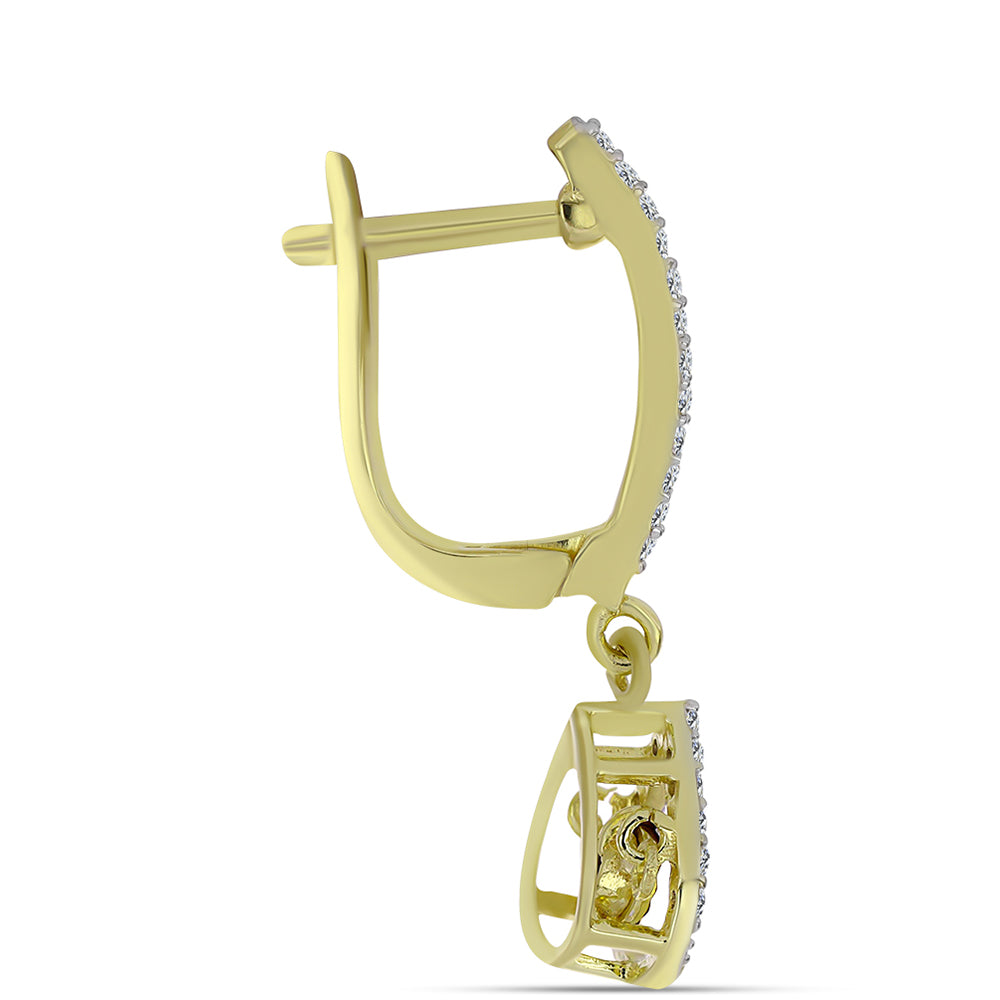 Pozlátené Strieborné Náušnice s Modrým tancujúcim diamantom a Bielym Topásom