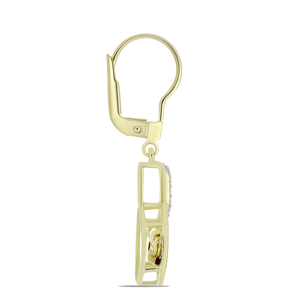 Pozlátené Strieborné Náušnice s Modrým tancujúcim diamantom a Bielym Topásom