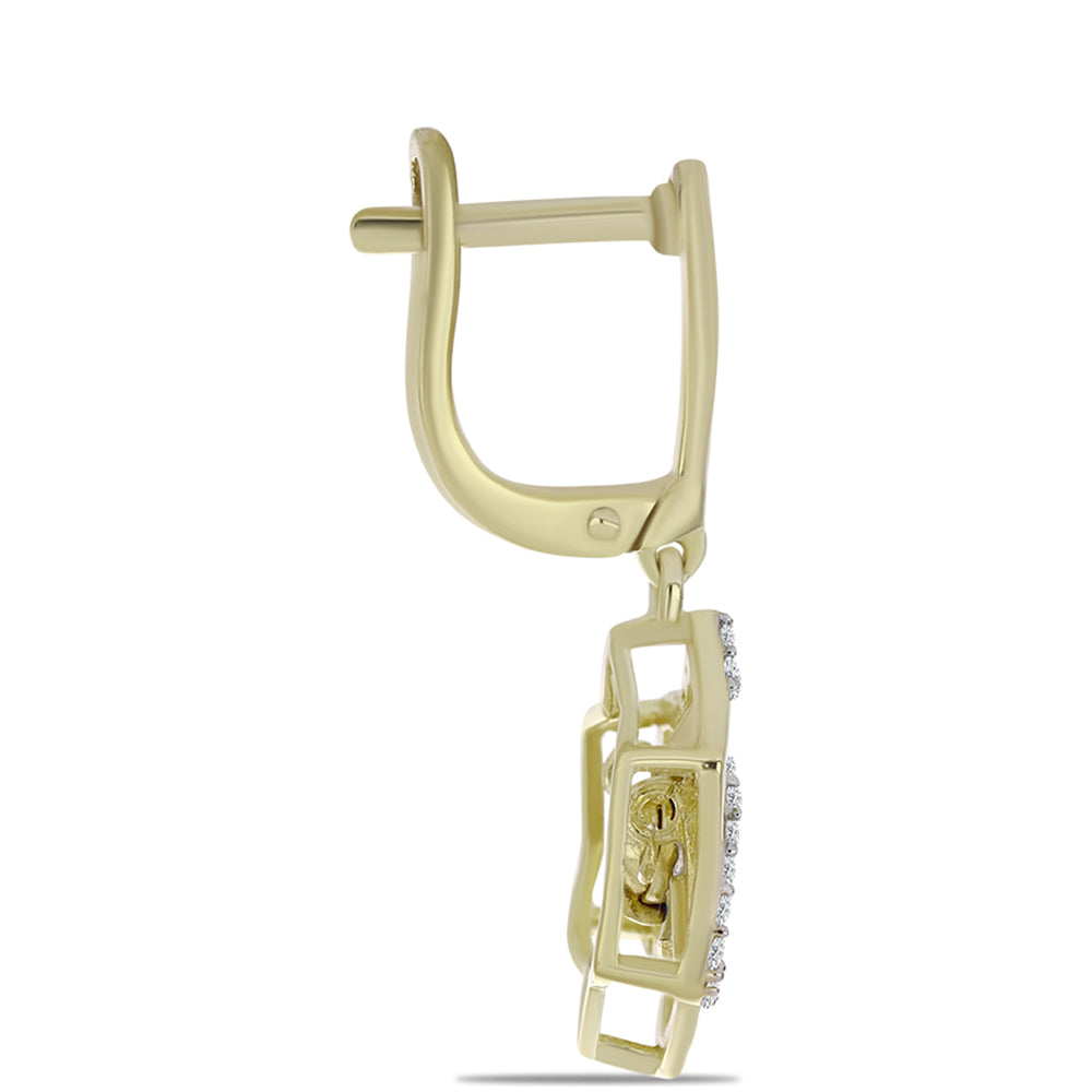 Pozlátené Strieborné Náušnice s Modrým tancujúcim diamantom a Bielym Topásom