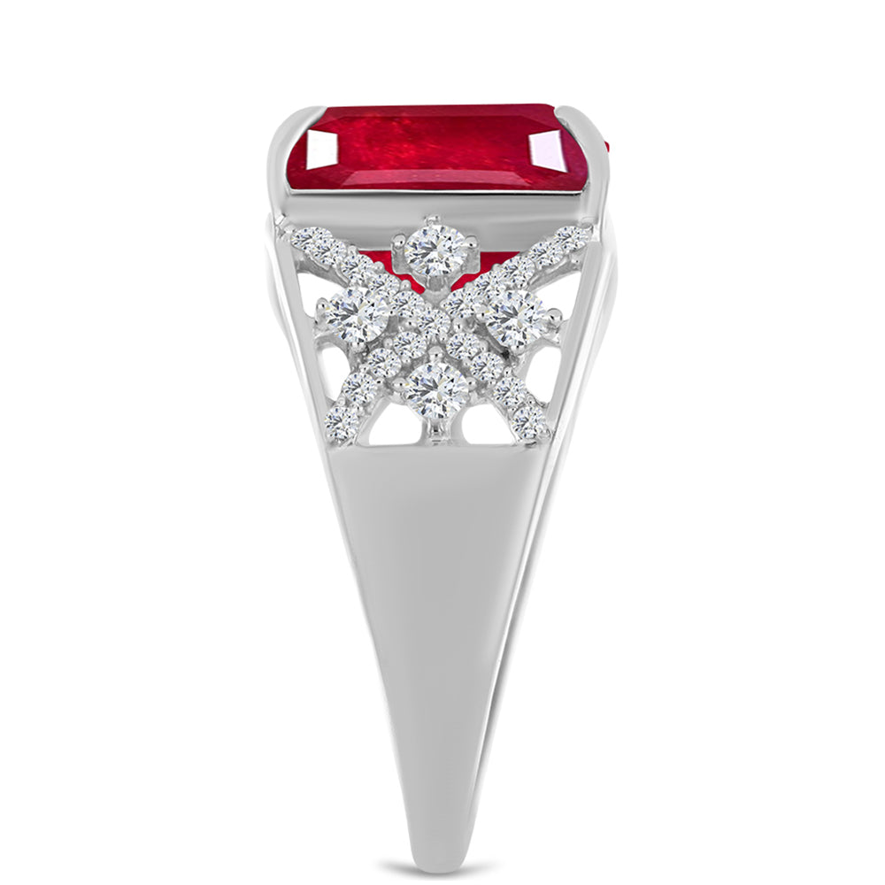 Strieborný Prsteň s Madagaskarským Rubínom a Bielym Topásom