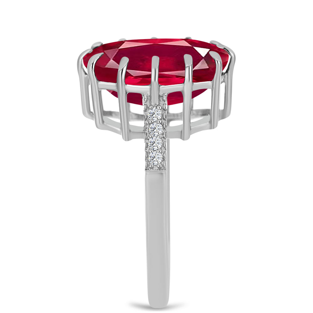 Strieborný Prsteň s Madagaskarským Rubínom a Bielym Topásom