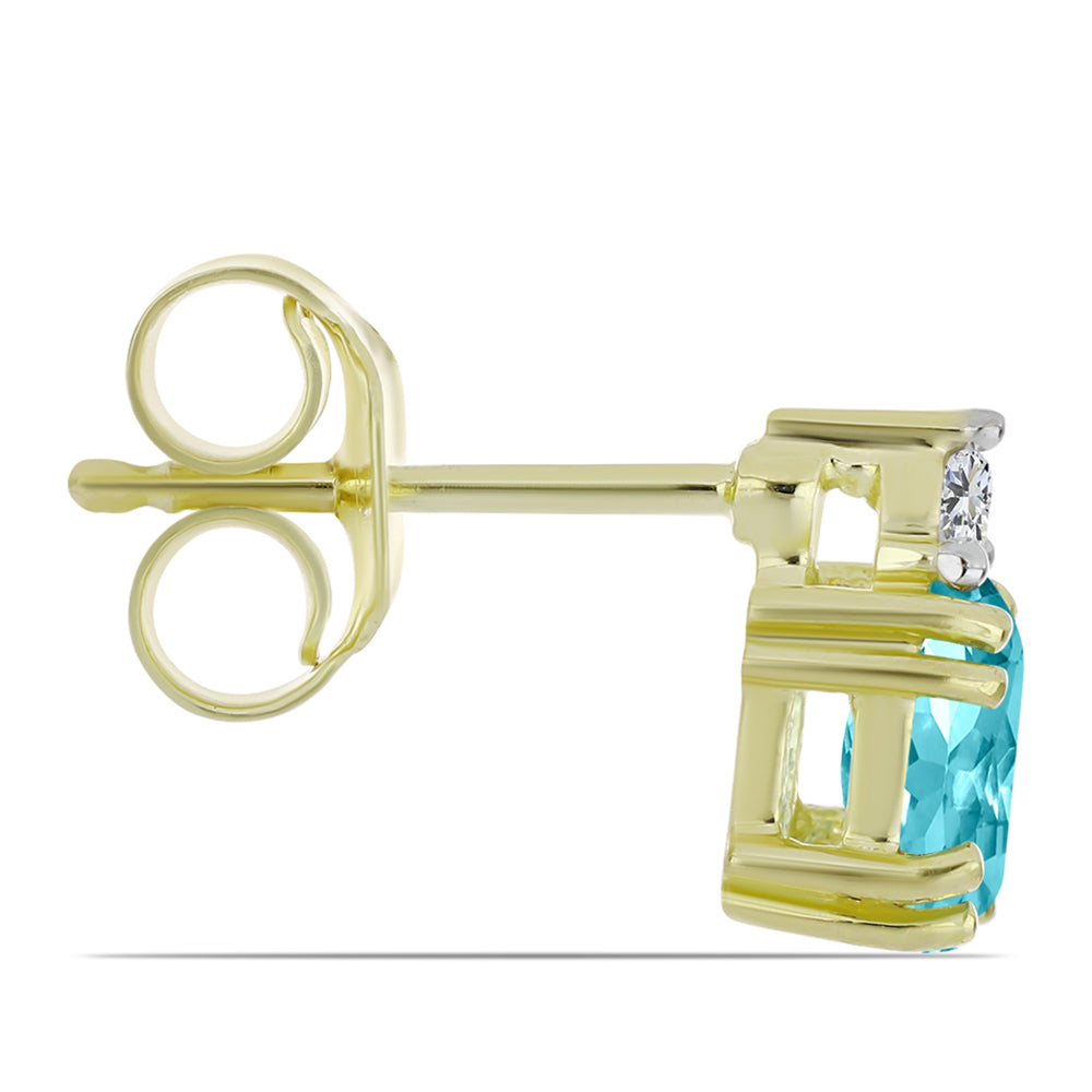 Pozlátené Strieborné Náušnice s Paraiba Kremeňom a Bielym Topásom