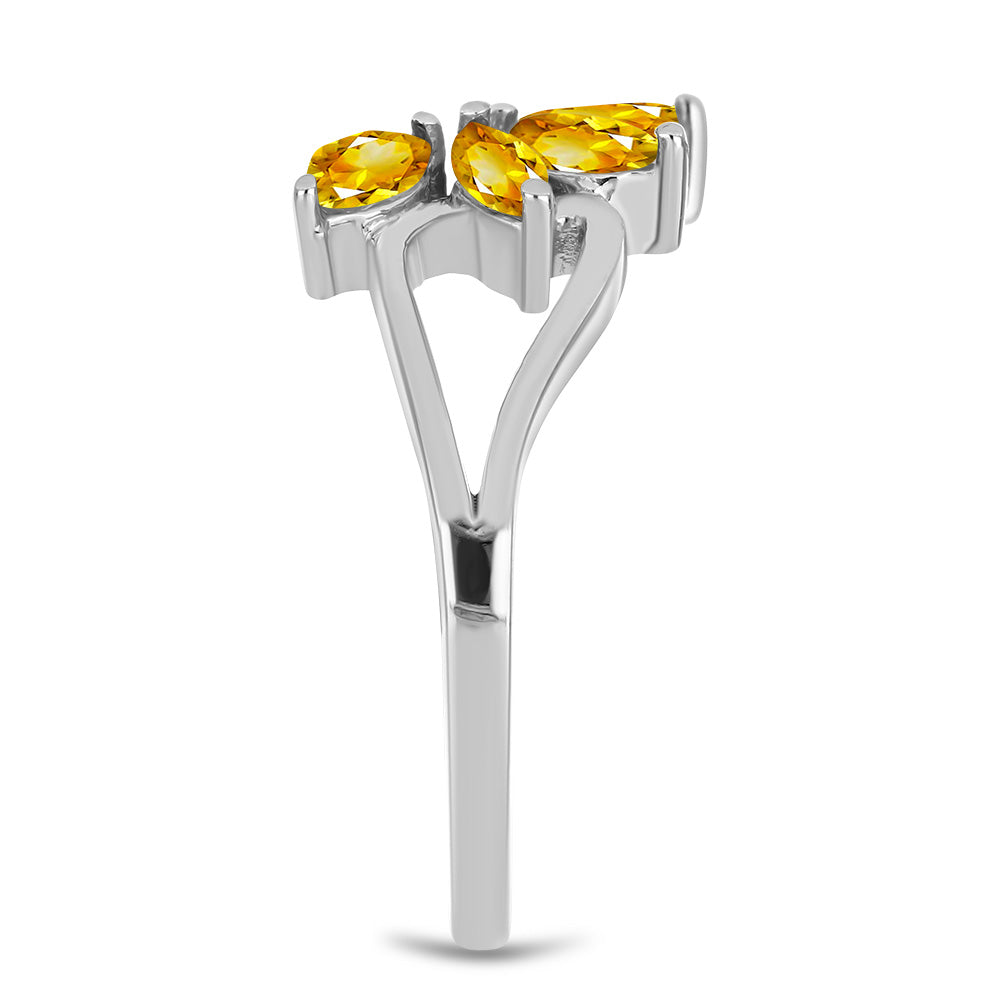 Strieborný Prsteň s Uralským Citrínom a Bielym Topásom