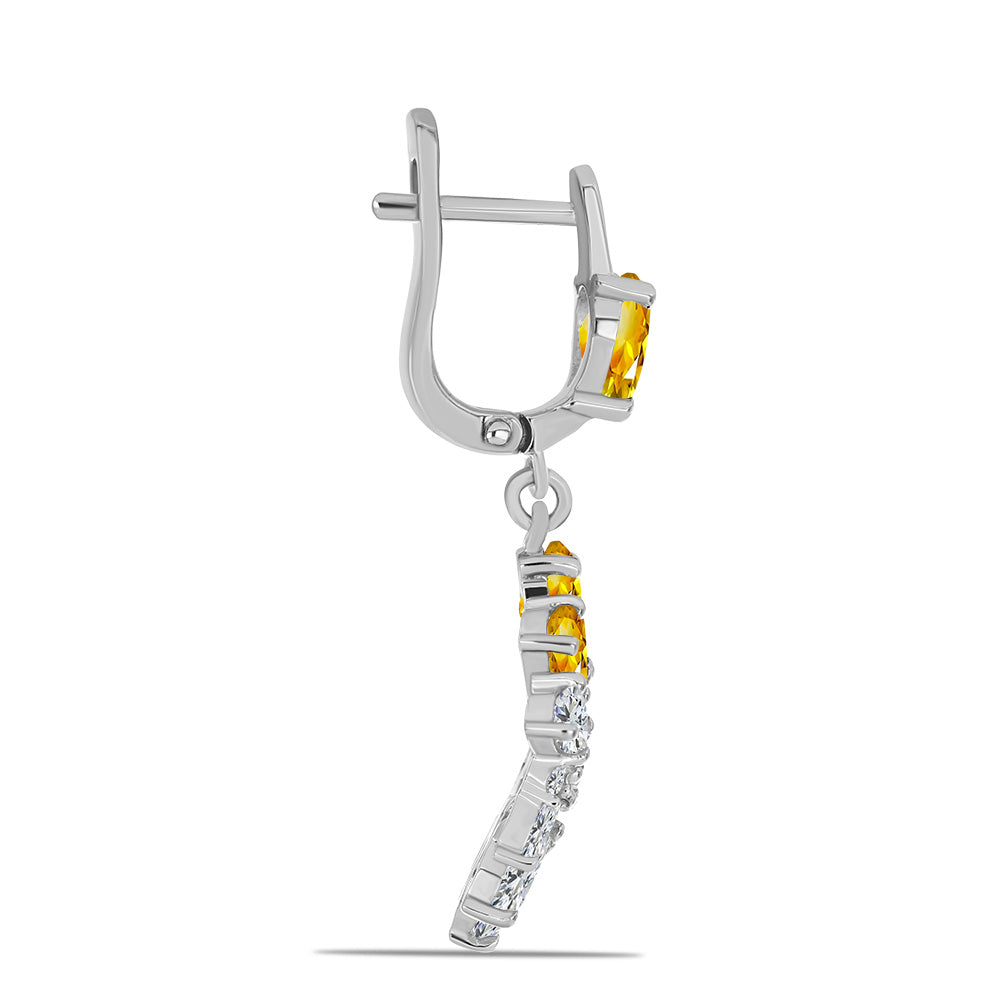Strieborné Náušnice s Uralským Citrínom a Bielym Topásom
