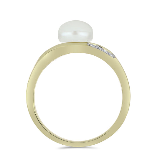Pozlátený Strieborný Prsteň s Bielou Sladkovodnou Perlou a Bielym Topásom