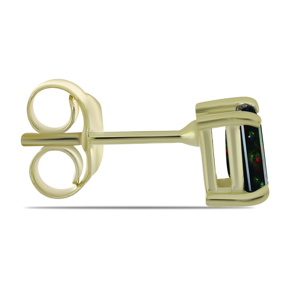 Pozlátené Strieborné Náušnice s Polnočne Čiernym Etiópskym Opálom z Lega Dembi