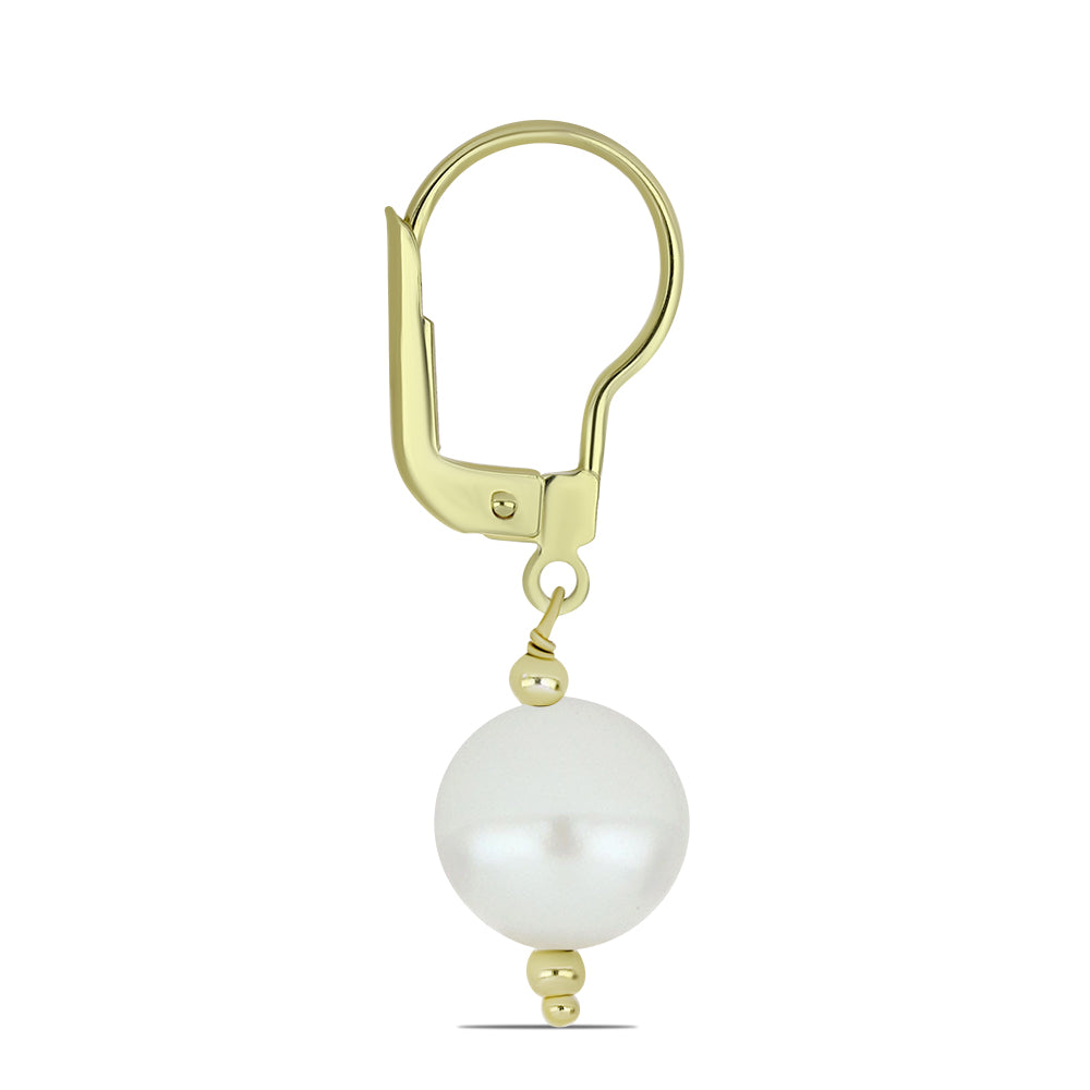 Pozlátené Strieborné Náušnice s Bielou Sladkovodnou Perlou