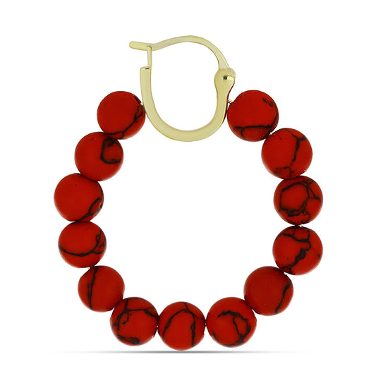 Pozlátené Strieborné Náušnice s Červeným Hubovitým Koralom