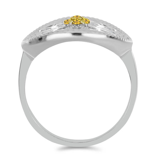 Strieborný Prsteň s Uralským Citrínom a Bielym Topásom