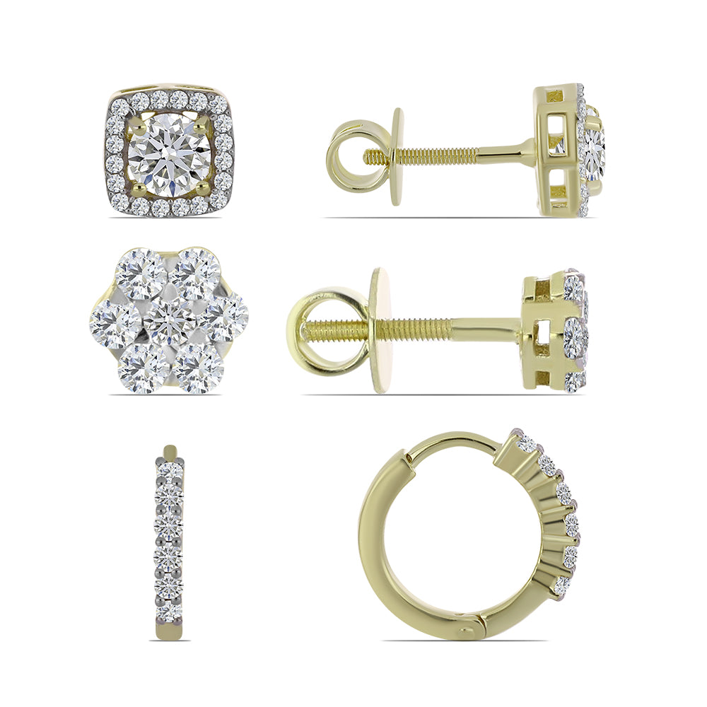 Pozlátené Strieborné Sada s Certifikovaný Diamantom pestovaný v laboratóriu ( Náušnice )