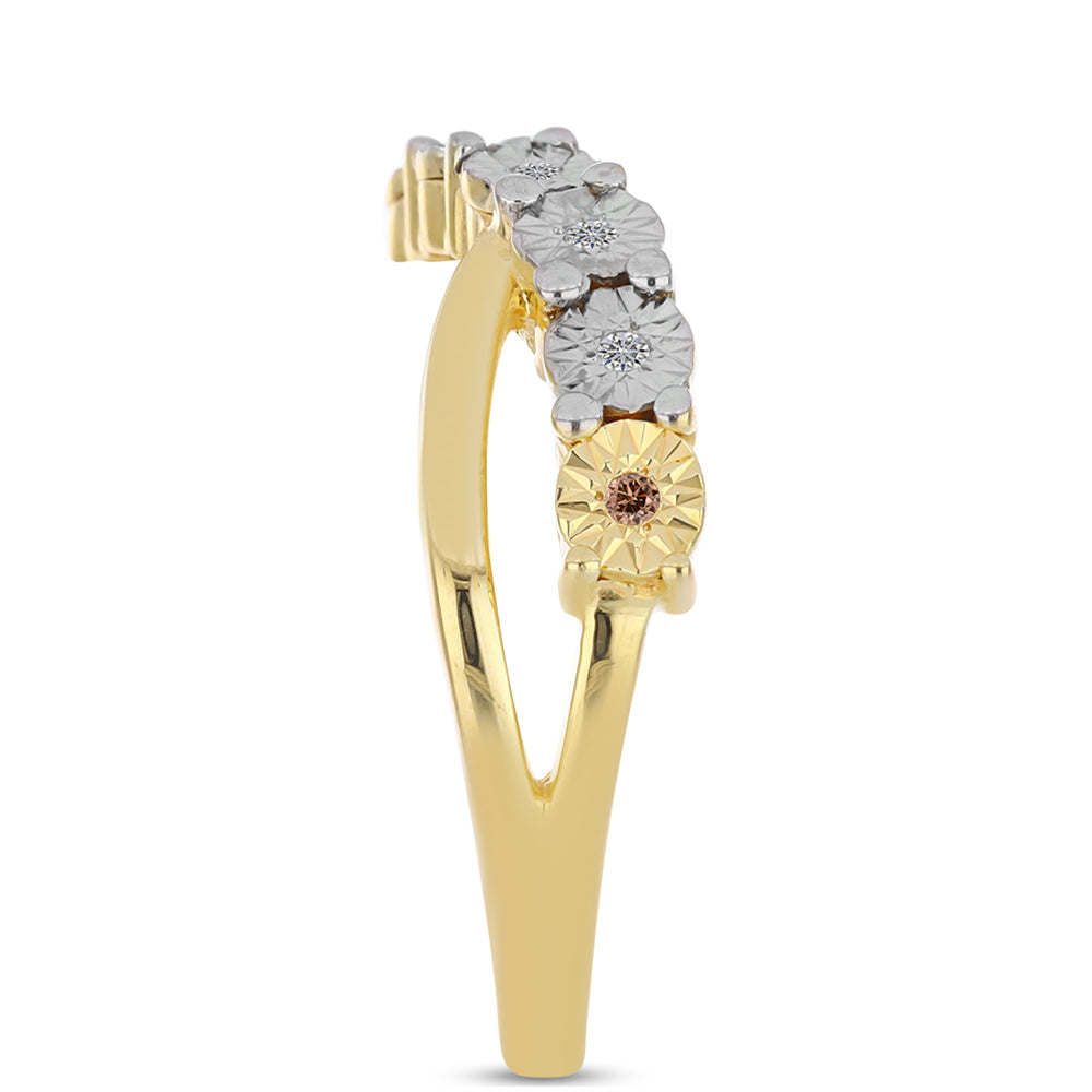 Pozlátený Strieborný Prsteň s Koňakovým Diamantom a Bielym Topásom