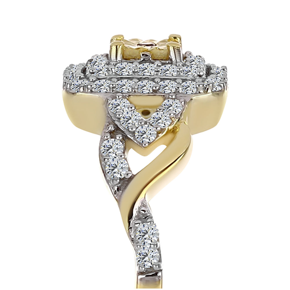 Pozlátený Strieborný Prsteň s Koňakovým Diamantom a Bielym Topásom