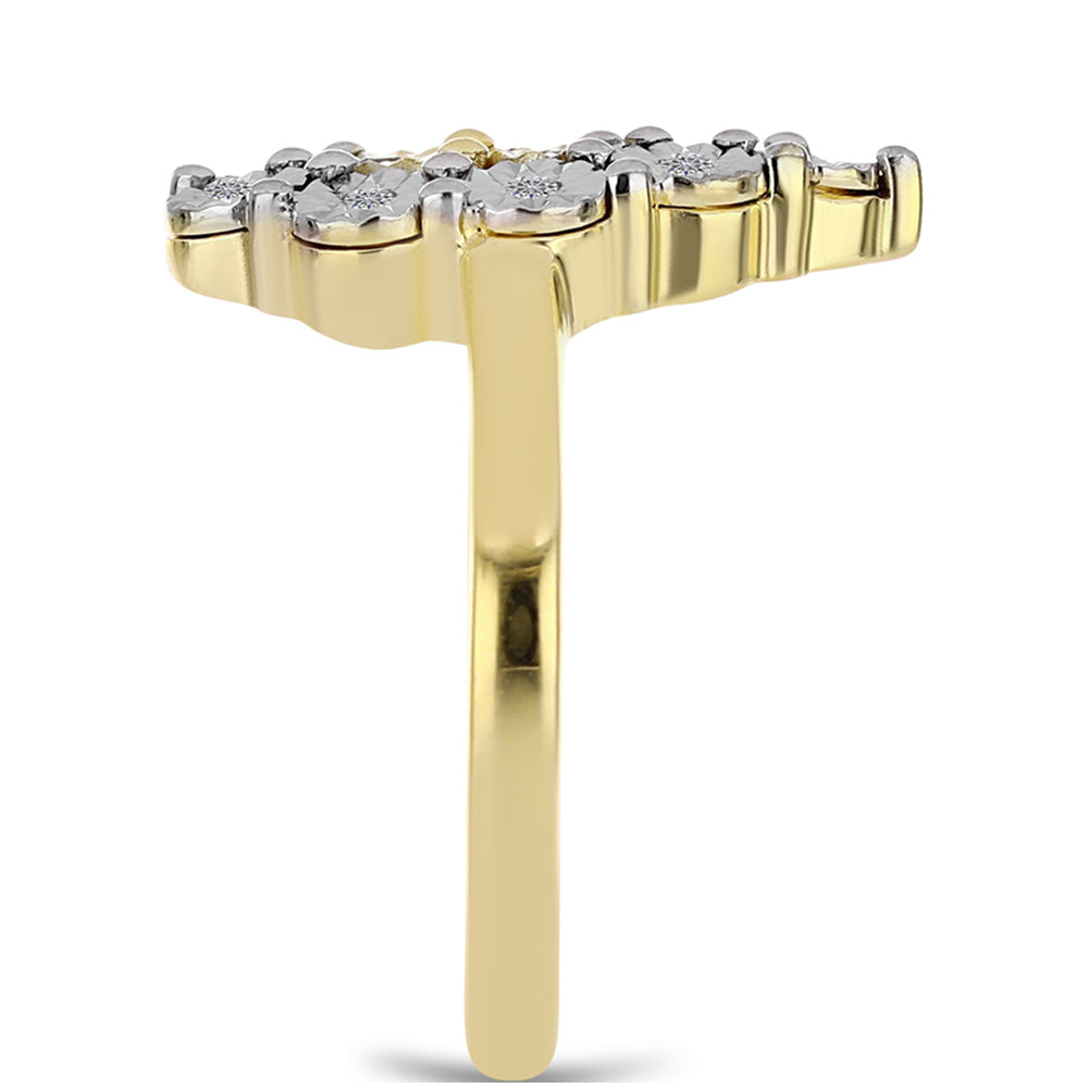 Pozlátený Strieborný Prsteň s Koňakovým Diamantom a Bielym Topásom