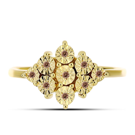 Pozlátený Strieborný Prsteň s Koňakovým Diamantom