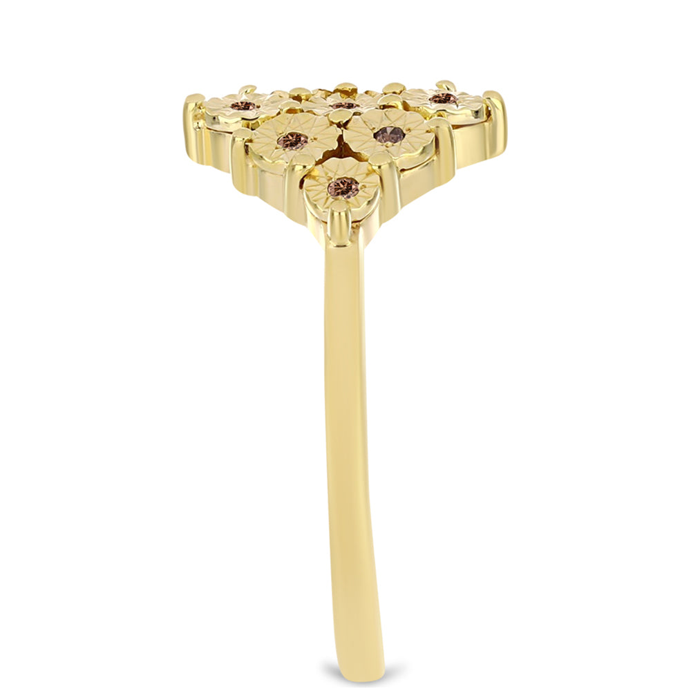 Pozlátený Strieborný Prsteň s Koňakovým Diamantom