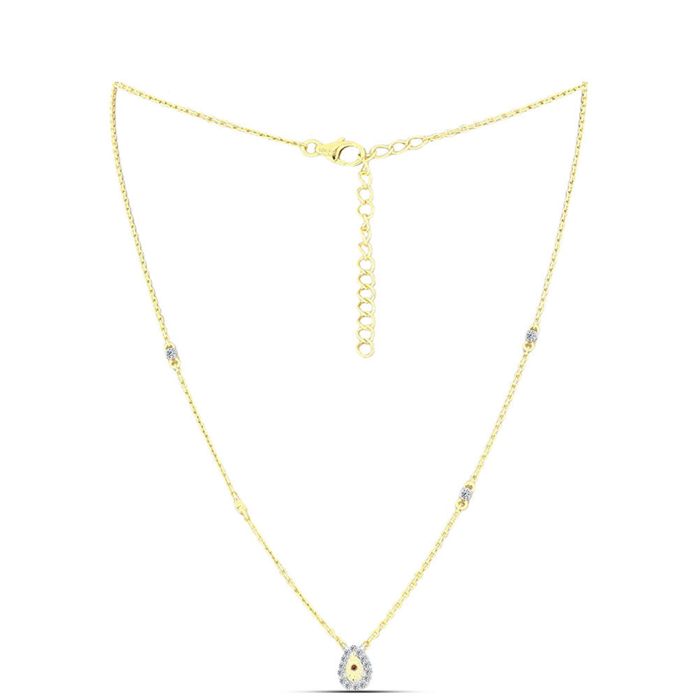 Pozlátený Strieborný Náhrdelník s Koňakovým Diamantom a Bielym Topásom