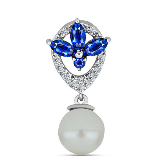 Strieborný Prívesok s Austrálskym Modrým Zafírom a so Sladkovodnou Bielou Perlou