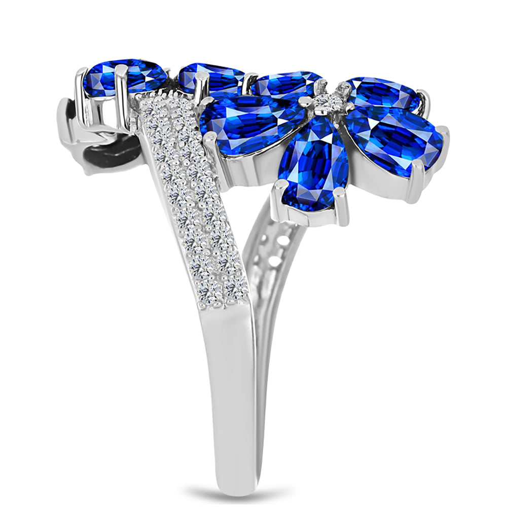Strieborný Prsteň s Austrálskym Modrým Zafírom a Bielym Topásom