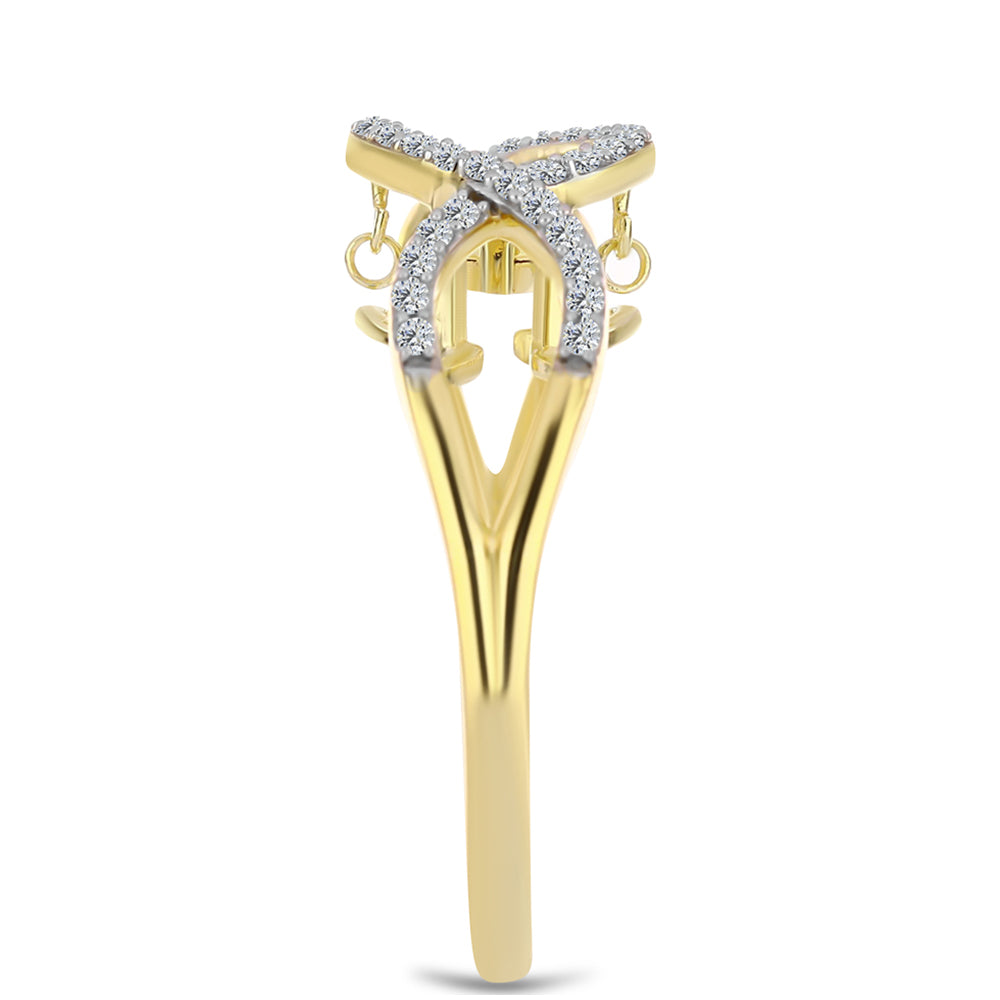 Pozlátený Strieborný Prsteň s Koňakovým Diamantom a Bielym Topásom