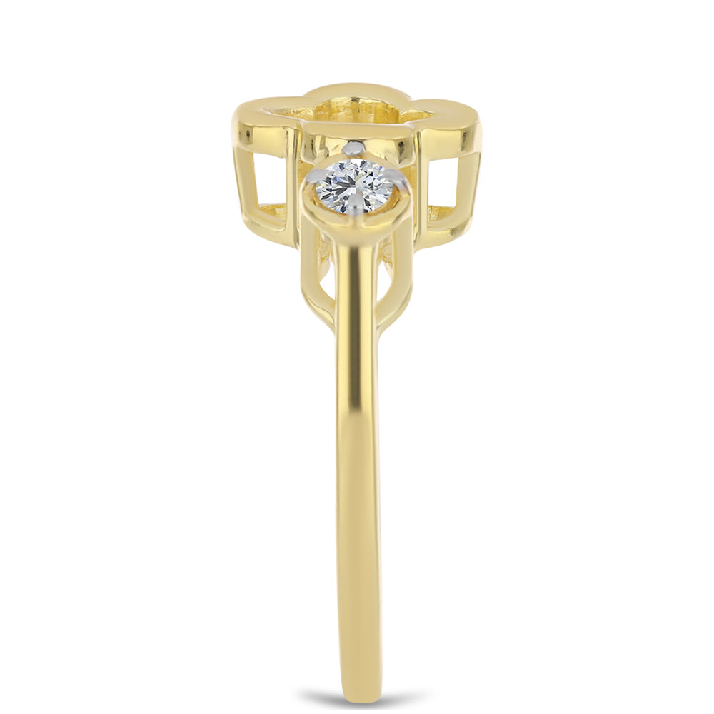 Pozlátený Strieborný Prsteň s Koňakovým Diamantom a Bielym Topásom