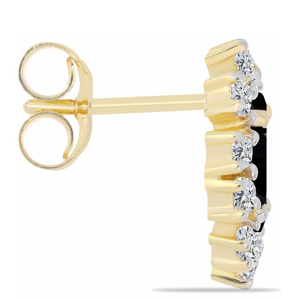 Pozlátené Strieborné Náušnice s Čiernym Ónyxom a Bielym Topásom